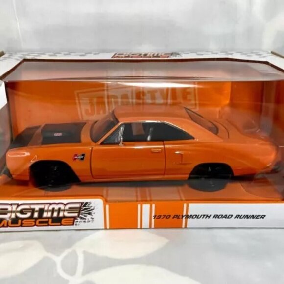 Jada Big Time Muscle 1970 Plymouth Road Runner Orange & Black 1:24 Die-cast NIP - Picture 15 of 15